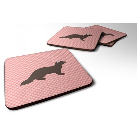 Sable Marten Pink Check Foam Coaster, Set Of 4